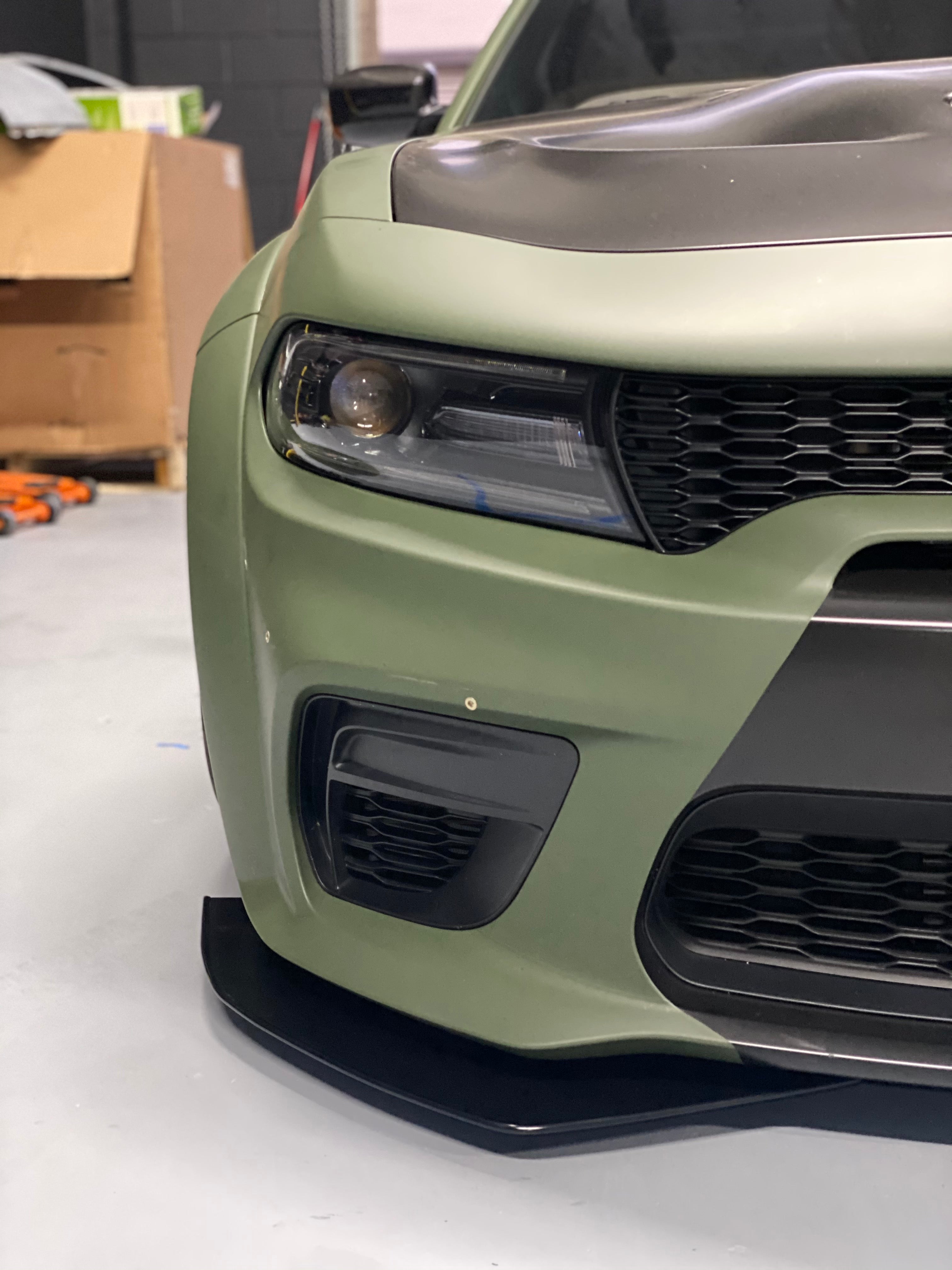 2020 - 2023 Dodge Charger Widebody: V2 2 Piece Front Splitter